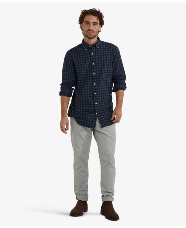 Flannel Blue Check Shirt 100% Cotton Heren