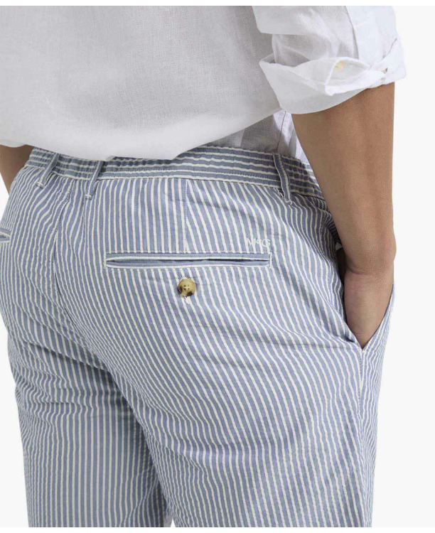 Striped Seersucker Short 100% Cotton Heren