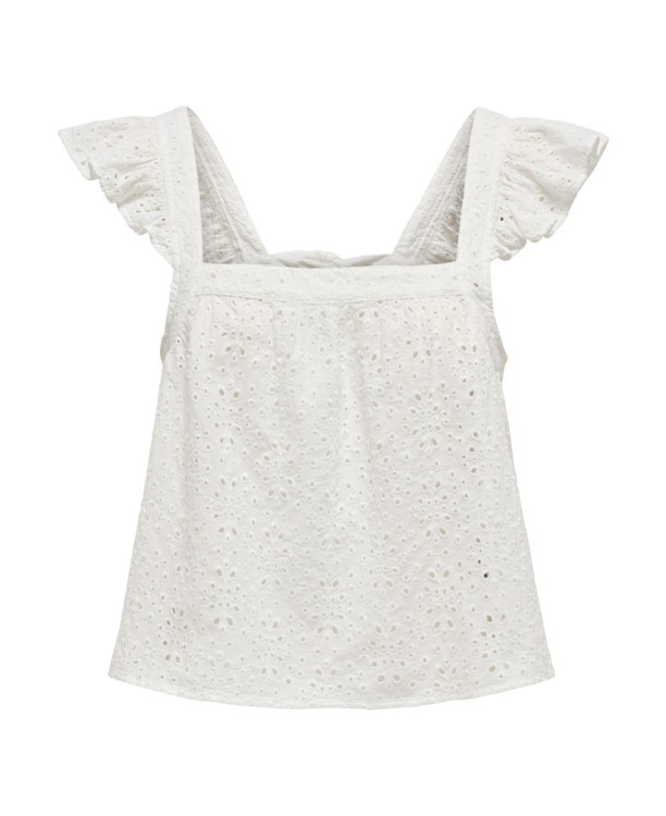Regular Fit Square Neck Short Sleeves (S/S) Top met vierkante hals en strikdetail in normale pasvorm