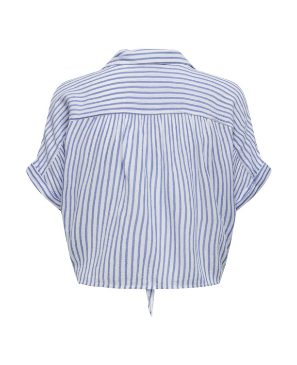 Regular Fit Shirt Collar Short Sleeves (S/S) Cropped vrouwelijk overhemd met knoopdetail