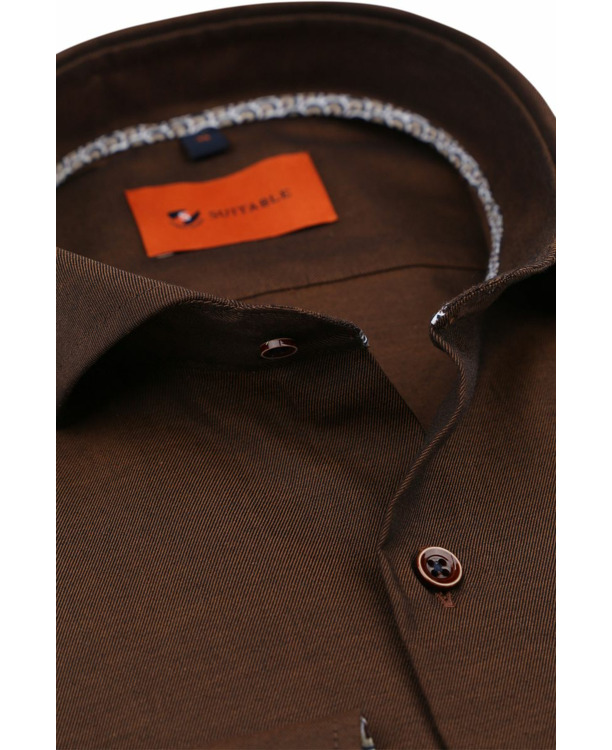 Suitable Twill Overhemd Bruin