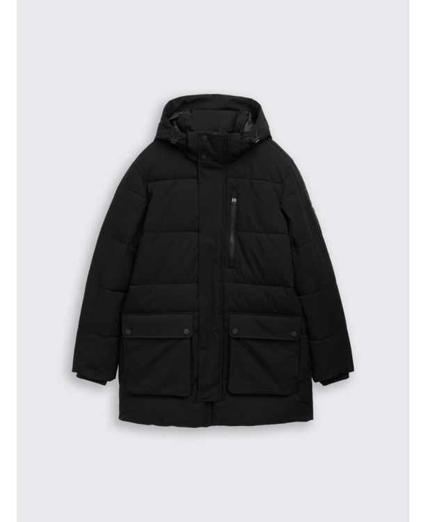 Puffer parka met afneembare capuchon