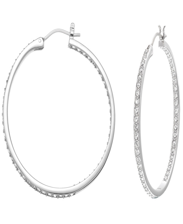 Sommerset Pierced Earrings Hoop OU Rhodium shiny Crystal