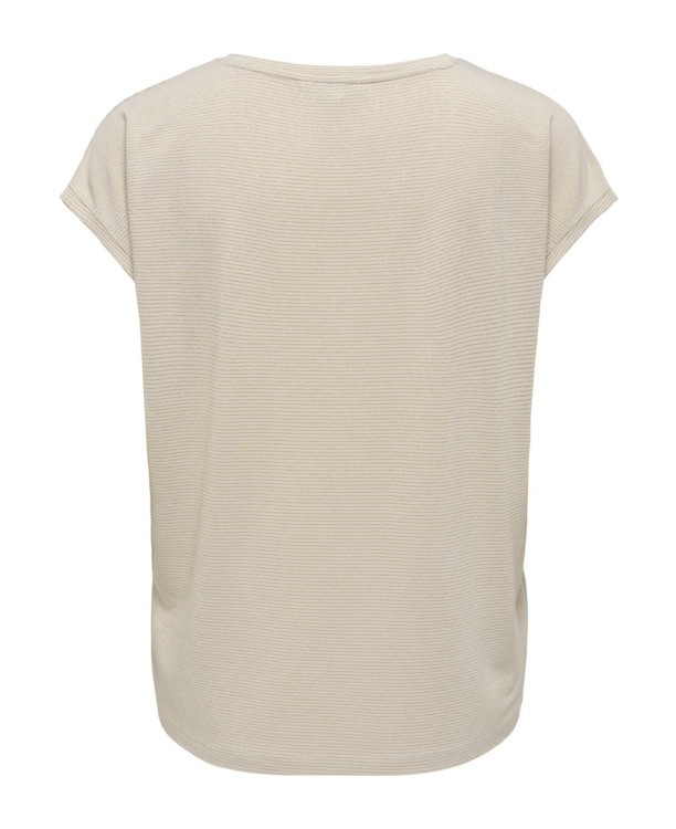 Regular Fit O-Neck Short Sleeves (S/S) Basic top met V-hals en glitterdetail