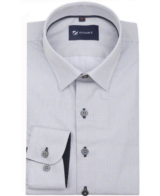 Suitable Overhemd Print Sand Navy