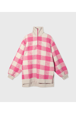 10DAYS Dames hoge hals rits trui geruit katoen