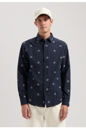 Dstrezzed Heren Jacquard Overhemd Blauw Thomas