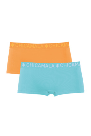 Dames 2-pack Boxershort Solid Green/Orange