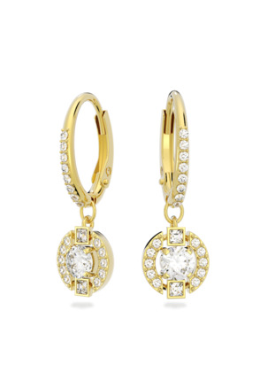 Una Sparkling Dc Pierced Earrings Drop Gold shiny White Crystal