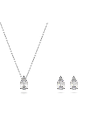 Stilla Pear Attract Set Rhodium shiny White