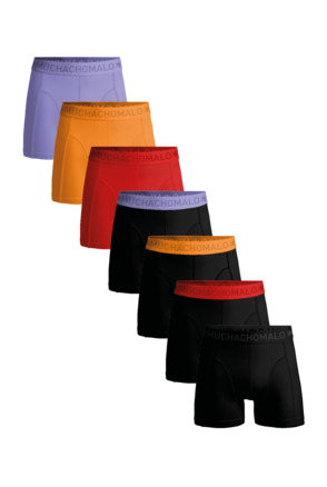 Heren 7-Pack Boxershorts Effen Black/Orange/Yellow/Purple