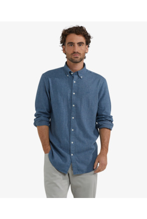 Flannel Melange Oxford Shirt 100% Cotton Heren