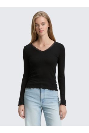 Shirt met lange randen en randen