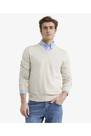 V-Neck Sweater 100% Cotton Heren