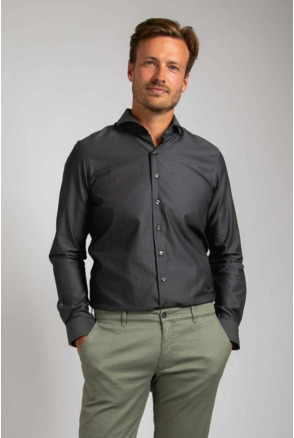 Suitable Twill Overhemd Antraciet