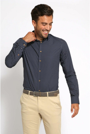 Suitable Overhemd Print Donkerblauw 267-10
