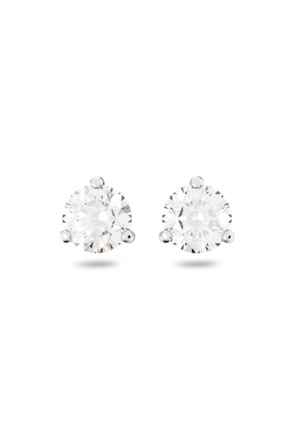 Stilla Round Pierced Earrings Stud Rhodium shiny Crystal