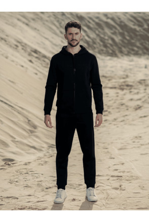 Heren Borduurwerk Rits Vest Zwart Black