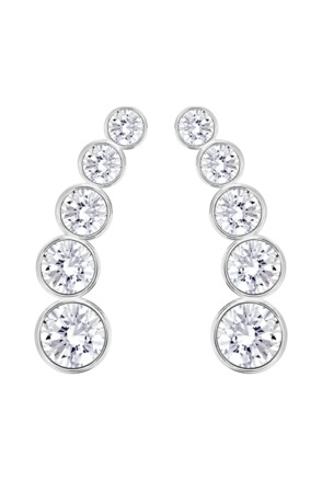 Harley Pierced Earrings OU Rhodium shiny Crystal
