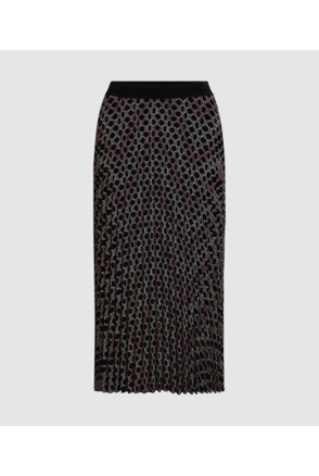 K-CHEVRON AOP PLEATED SKIRT