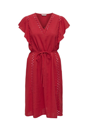 Regular Fit V-Neck 2/4 Sleeves (2/4) Zomerjurk met sierlijke V-hals en kanten detail