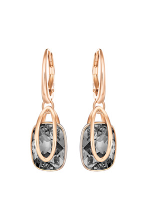 Holding Pierced Earrings OU Rose Gold shiny Crystal Silver Night Crystal