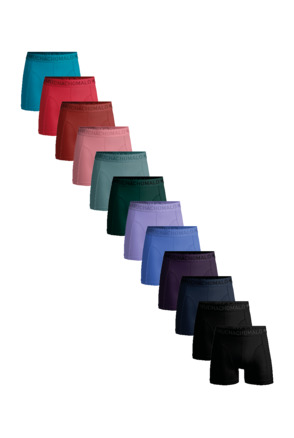 Heren 12-Pack Boxershorts Effen Black/Blue/Purple/Green/Pink/Red