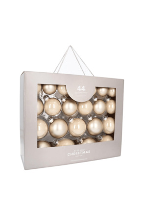 Glazen kerstballen 44 st | Champagne | 5-8 cm | In koffer