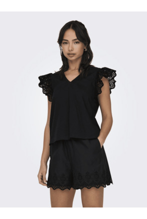 ONLLOU EMB S/S FRILL TOP PTM