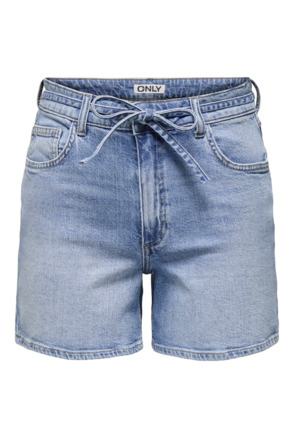 Regular Fit Denim short met middelhoge taille en riem inbegrepen