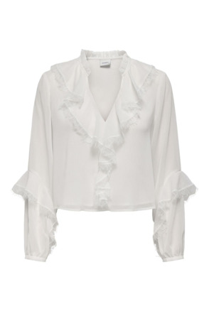 Regular Fit V-Neck Long Sleeves (L/S) Regular fit top met lange mouwen en ruches