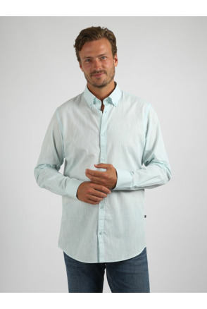 Suitable Overhemd Cotton Slub Lichtgroen