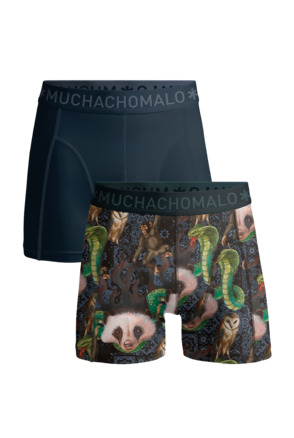 Heren 2-Pack Boxershort Print/Effen Print/Blue