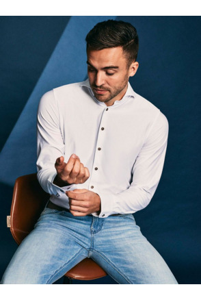 Suitable Herringbone Overhemd Wit