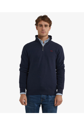 Ribbed Zip Mock sweatshirt 100% Cotton Heren