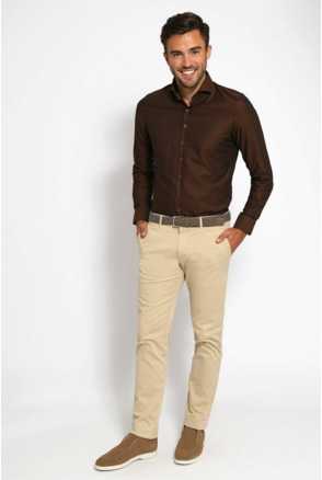 Suitable Twill Overhemd Bruin