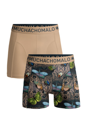 Jongens 2-Pack Boxershorts Print/Effen Print/Beige