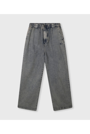 10DAYS Dames wijde vloeiende geweven broek denim katoen lyocell