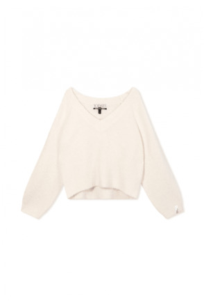 10DAYS Dames cropped V-hals trui alpaca