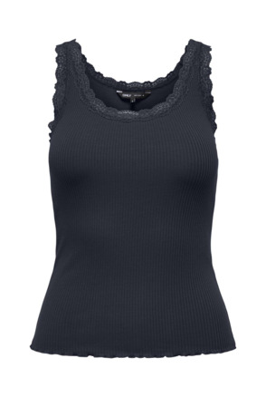 Regular Fit U-Neck Sleeveless (S/L) BASIC Mouwloze tanktop met U-hals en kanten detail