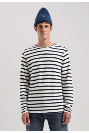 Dstrezzed Heren Gestreepte Pique Jersey Long Sleeve