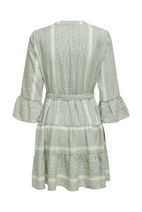 Regular Fit V-Neck 3/4 Sleeves (3/4) Korte jurk met V-hals en strikceintuur