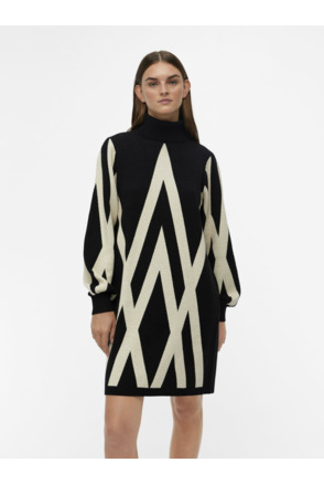 OBJRAY L/S KNIT ROLLNECK DRESS AOP