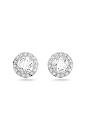 Una Angelic Pierced Earrings Round Rhodium shiny Crystal