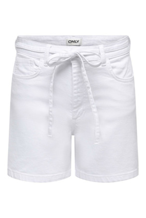 Regular Fit Denim short met middelhoge taille en riem inbegrepen