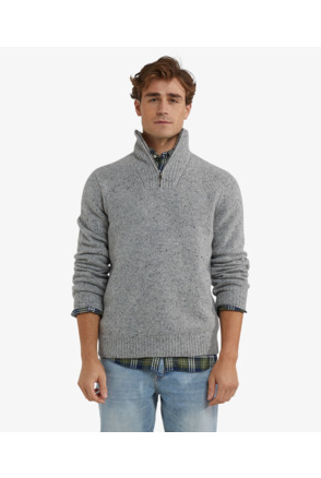 Zip Mock Fishermans Sweater Heren