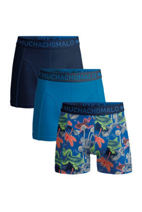 Heren 3-Pack Boxershorts Print/Effen Print/Blue/Blue