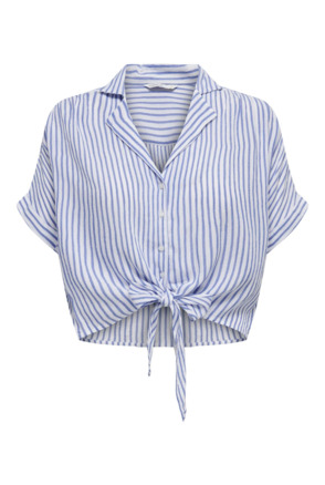 Regular Fit Shirt Collar Short Sleeves (S/S) Cropped vrouwelijk overhemd met knoopdetail