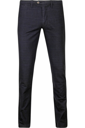 Suitable Chino Sartre Ruit Donkerblauw