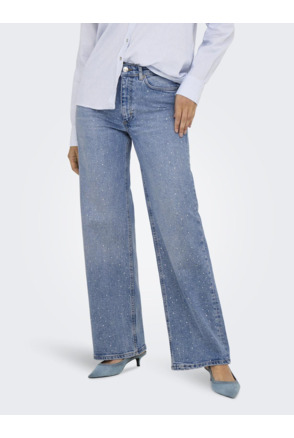 Wide Leg Fit Jeans met wijde pijpen en ritssluiting
